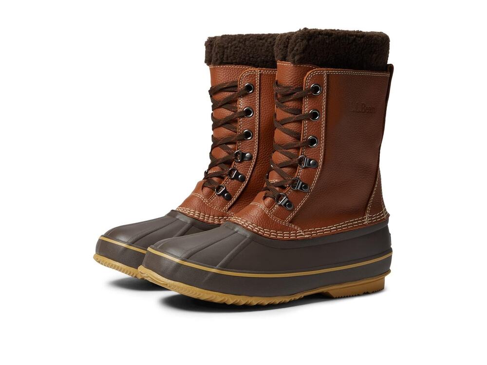 LL BEAN SNOW BOOT TUMBLED LEATHER LACE MEN'S